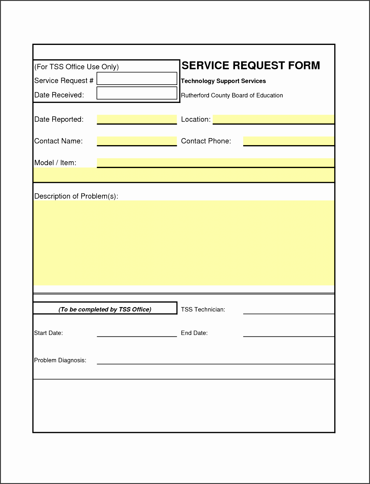 work order forms templates