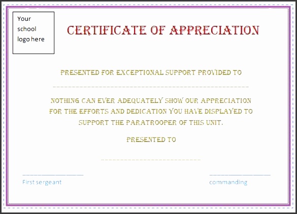 free certificate appreciation template purple border employee recognition awards