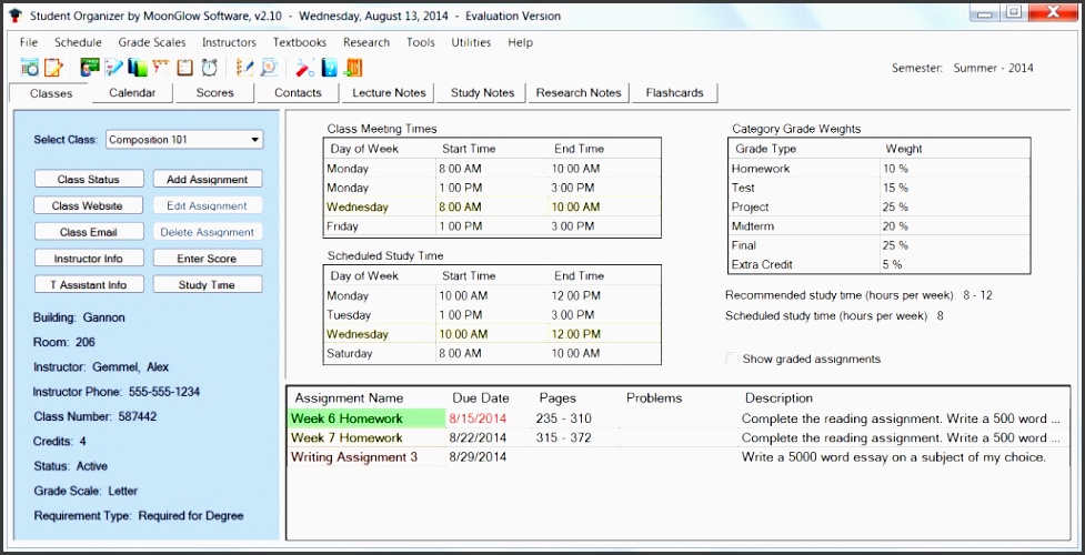 student organizer mainform screenshot