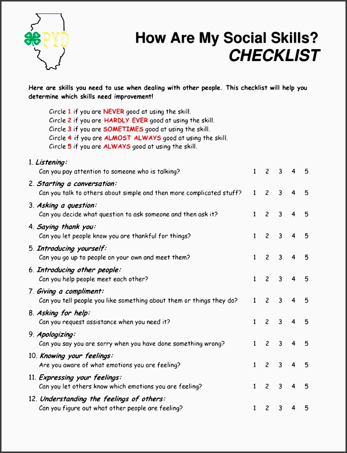 how are my social skills checklist a self rating checklist that helps children understand