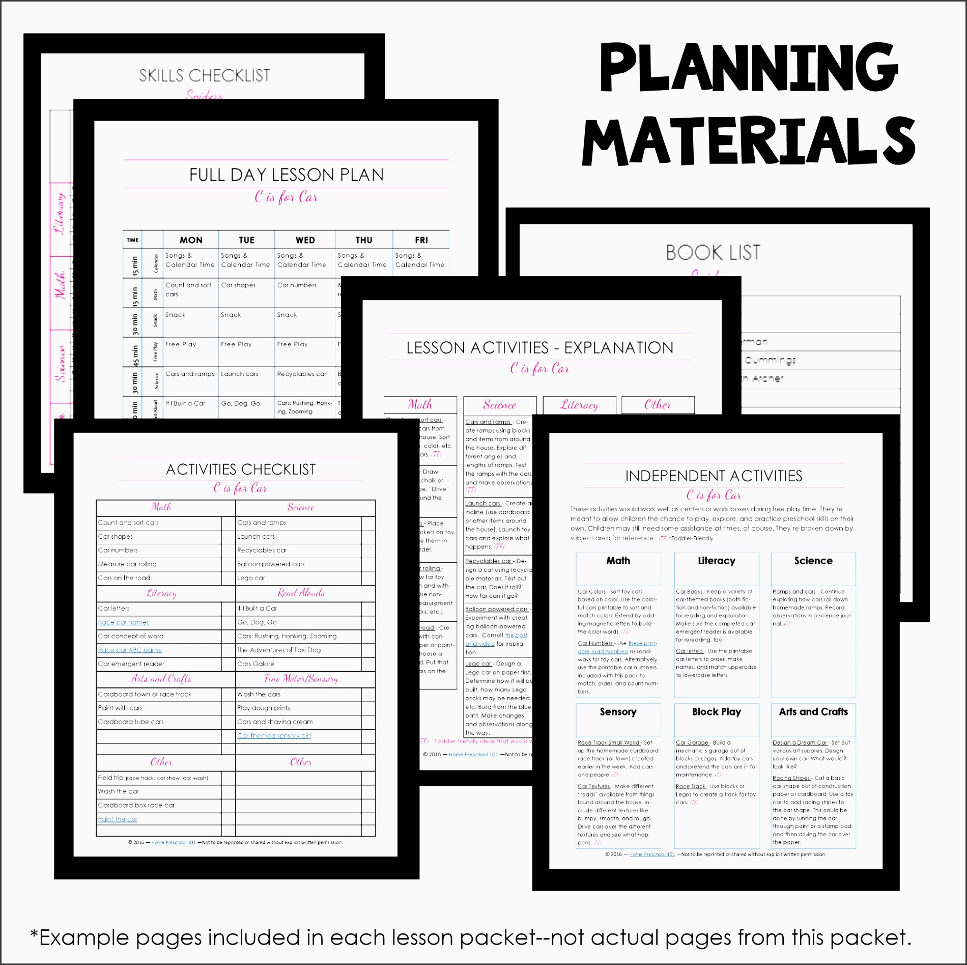 lesson plan materials snapshot template