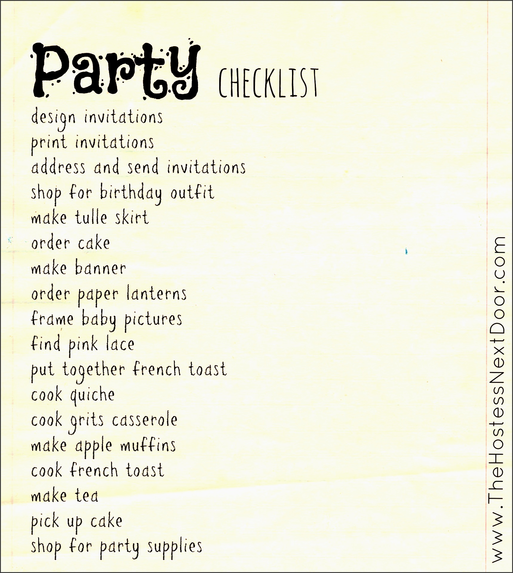 plan a birthday party checklist