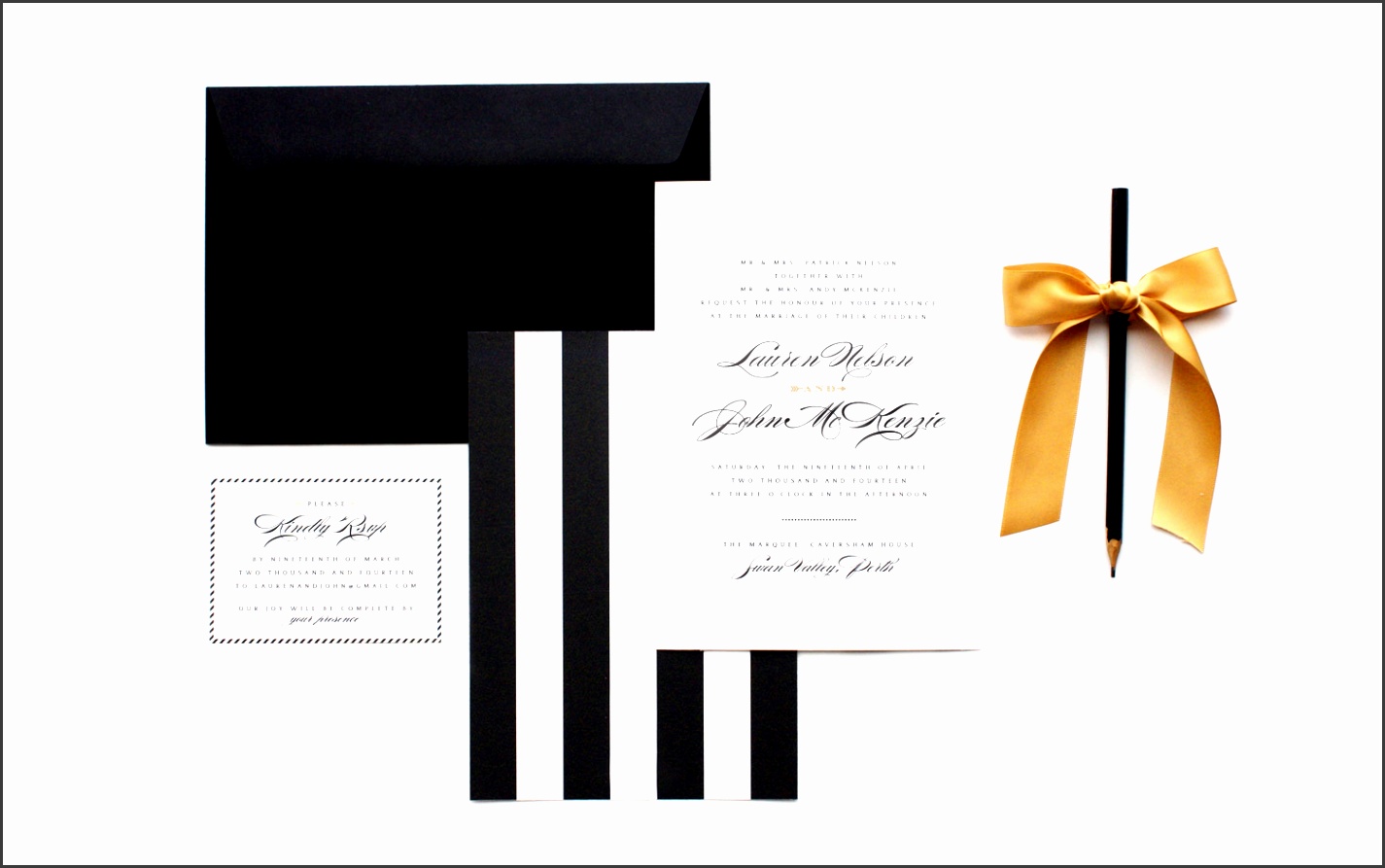 black white stripes invitations