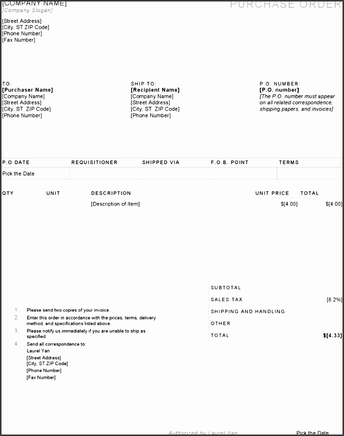 purchase order template 4