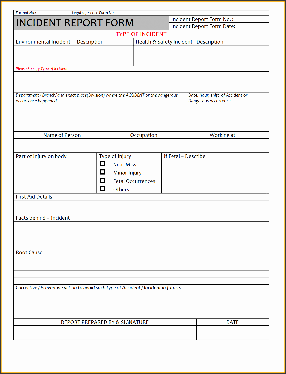 incident report form template demand metric