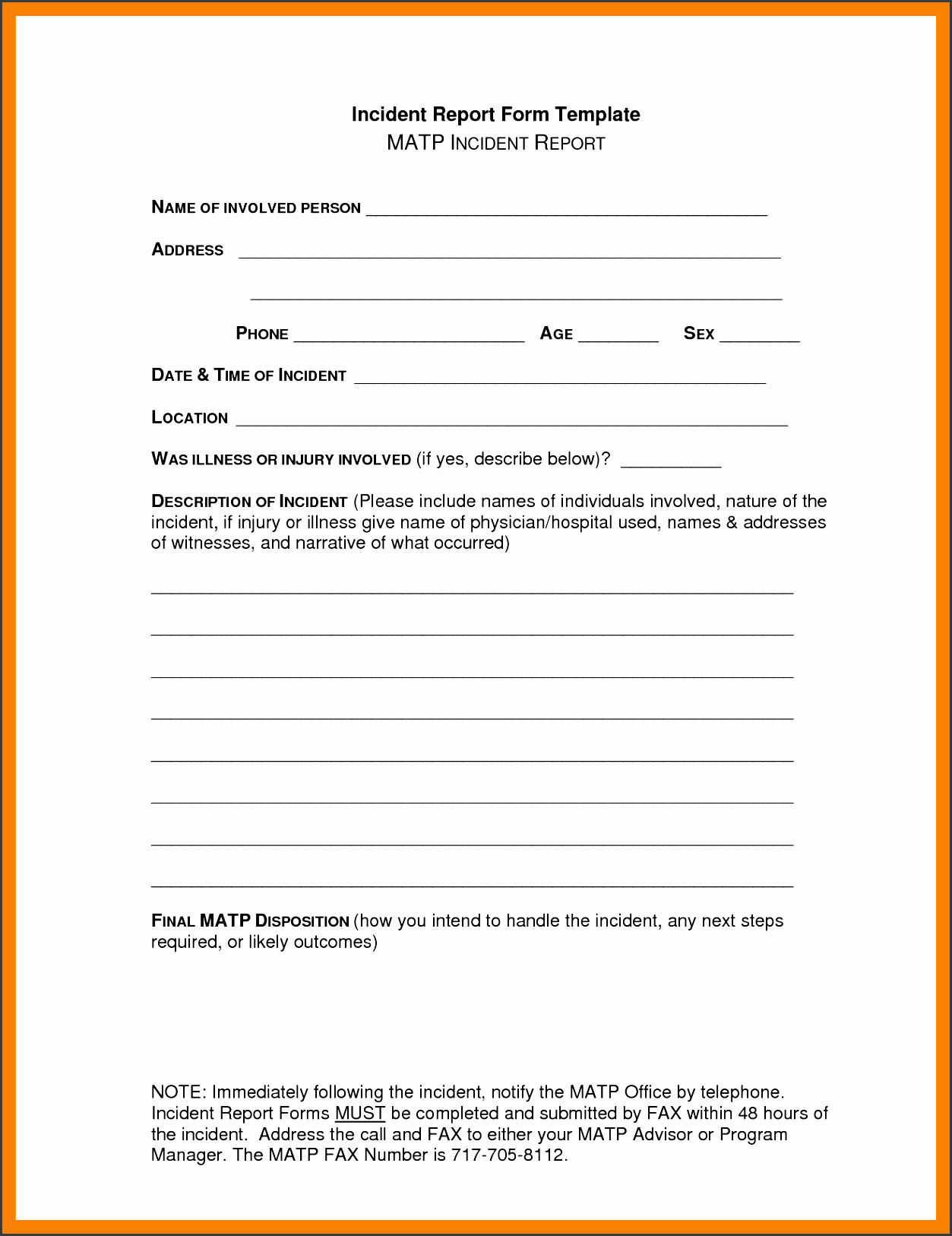 incident report formatcident report form template
