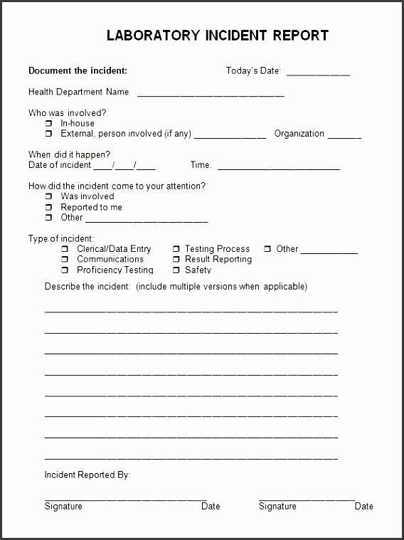 laboratory incident report