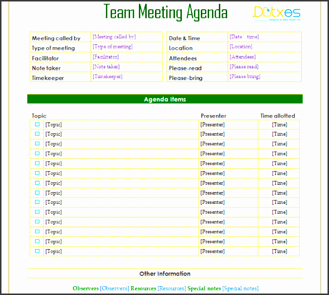 team meeting agenda template