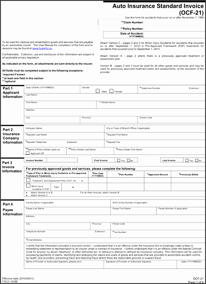 auto insurance standard invoice