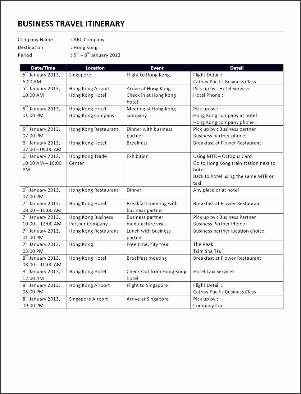 itinerary template microsoft word best template design images sample