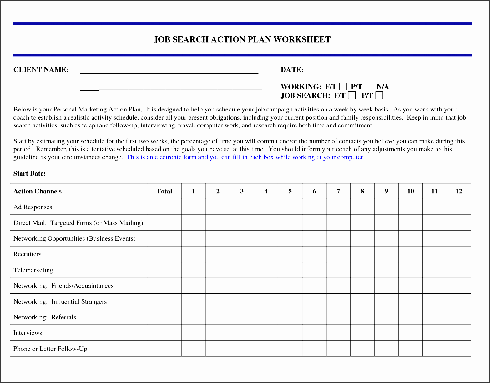 job search action plan template