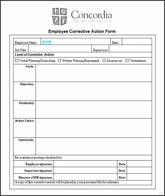 corrective action plan template employee form fine template large