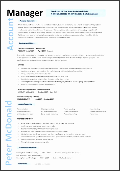 account manager cv template sample job description resume sales and marke Â