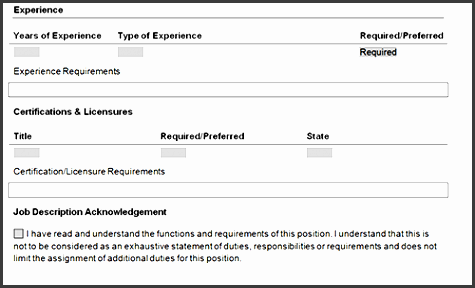 sample job description template with detailed requirements