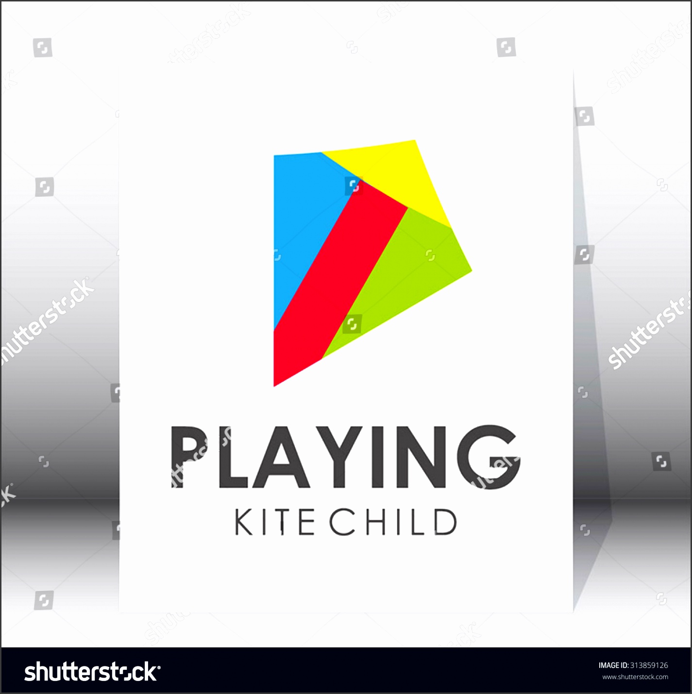 playing kite colorful square game abstract vector logo design template fun kids business holiday icon pany