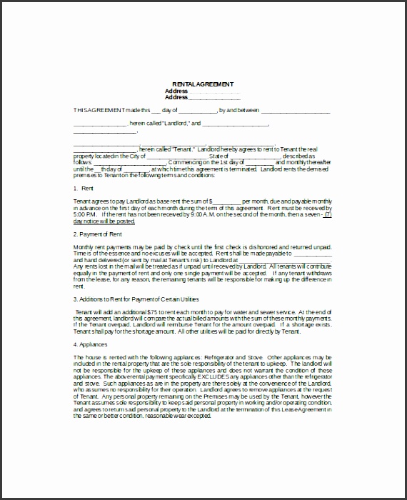 sample lease agreement template word