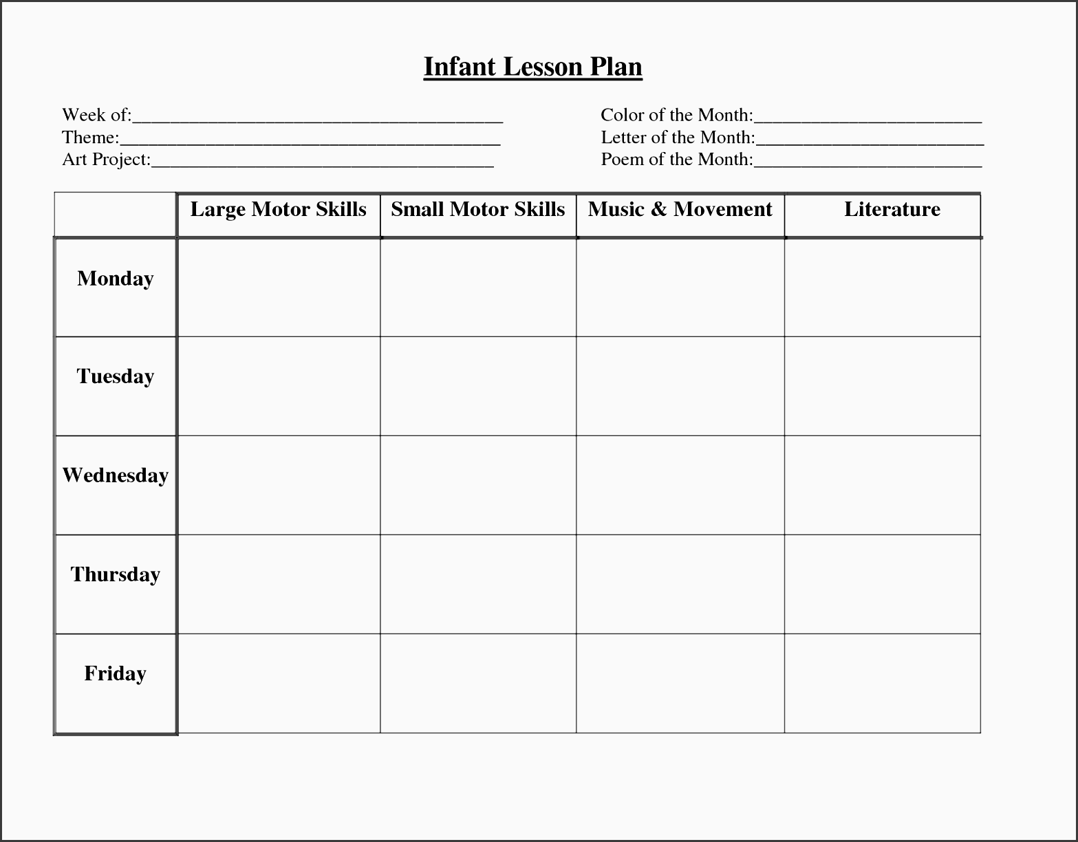 search results for lesson plan template for toddlers template 2017
