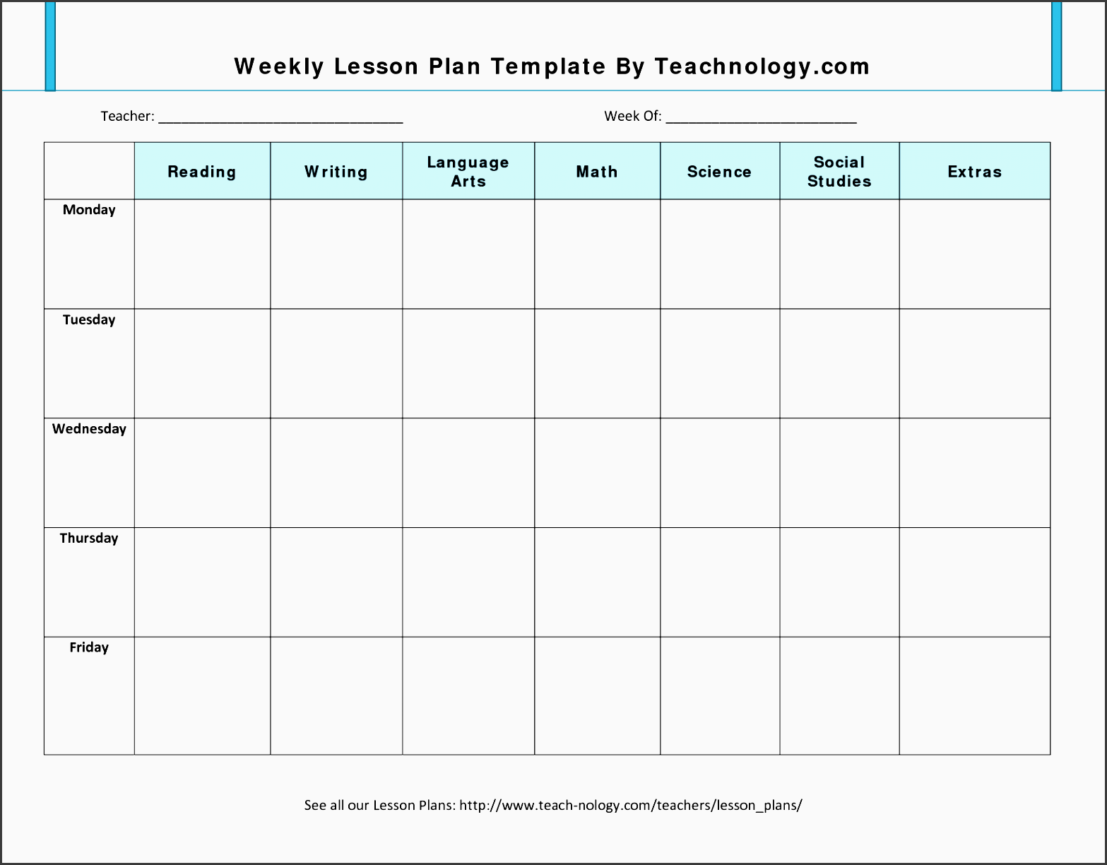 lesson plan format 7 weekly lesson plan template for teachers jsgts5gk
