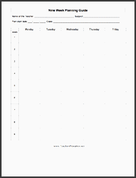 nine week lesson plan teachers printable