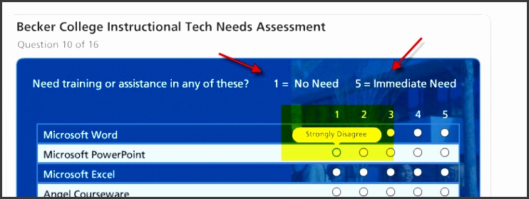 i ve set my scale up for 1 no need to 5 immediate need what i haven t been able to do is find the scale button to open the likert scale labels dialog