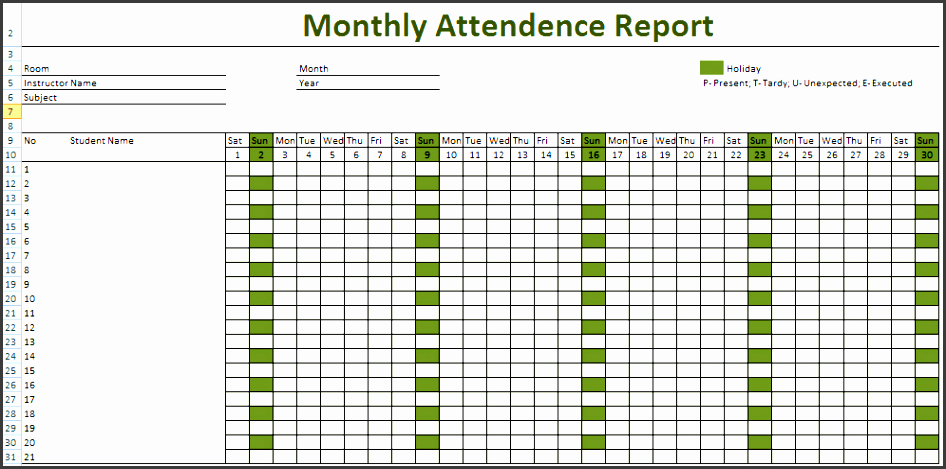 attendance sheet excel for employees 2018 free printable