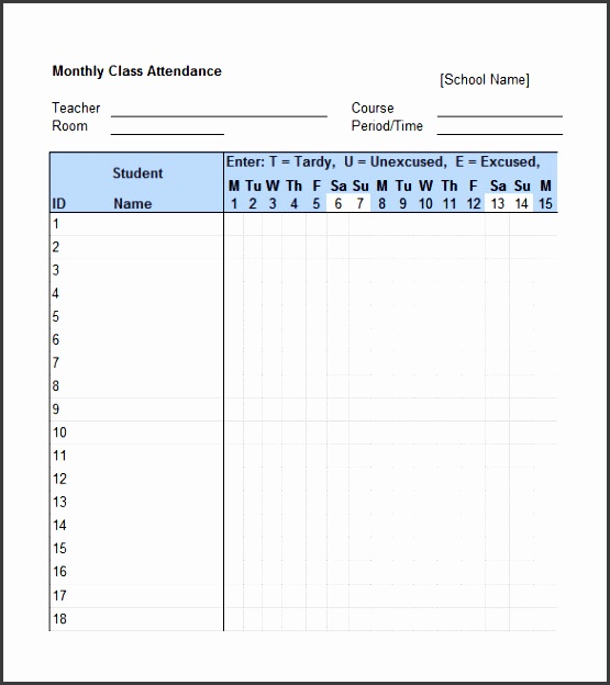 free attendance tracking forms excel sheet template