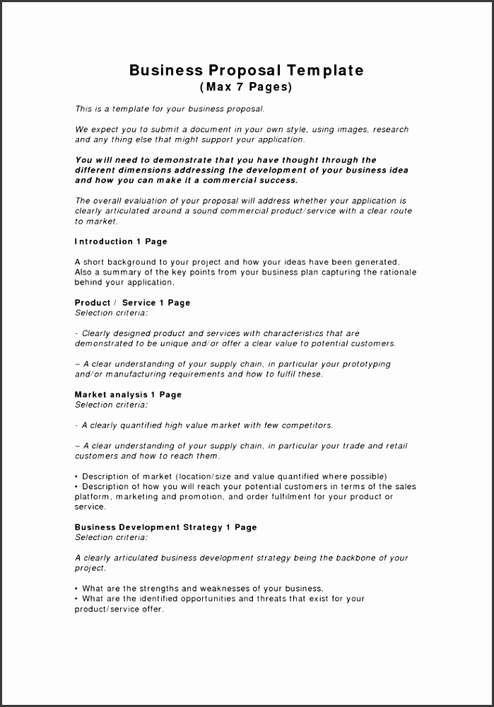 printable sample business proposal template form
