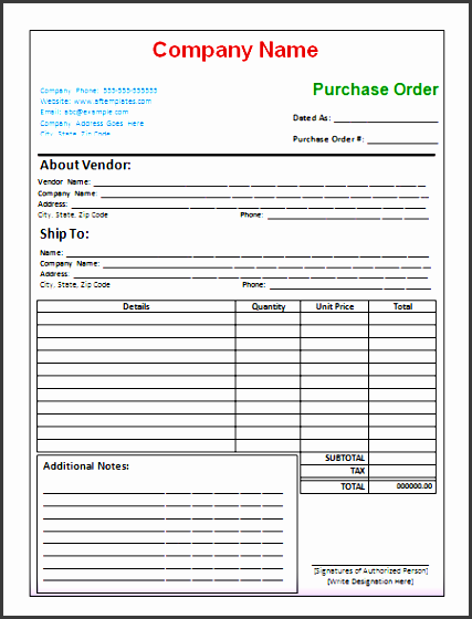 2nd purchase order template