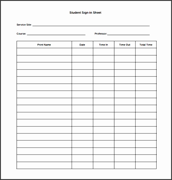 sample student sign in sheet 6 free documents word pdf pleasing sheets