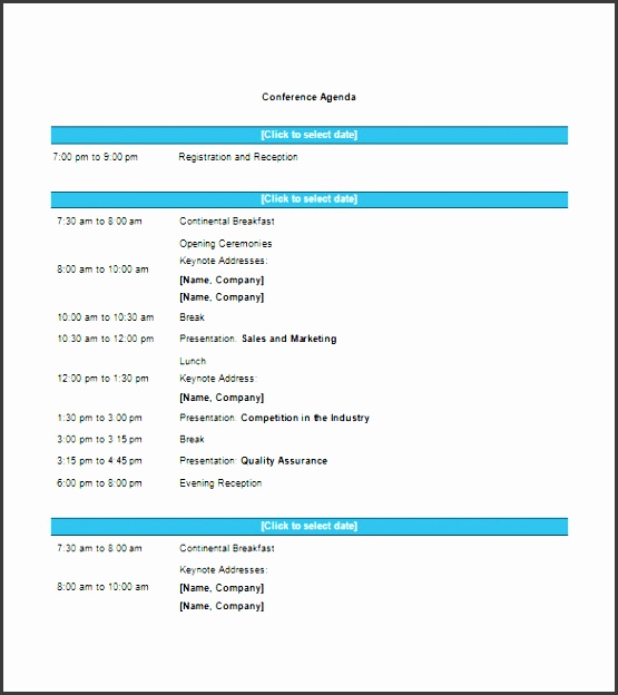 conference agenda template example