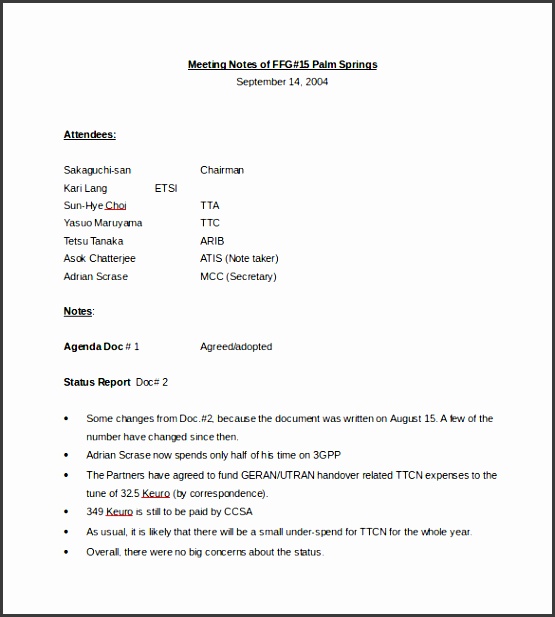 meeting notes word template free