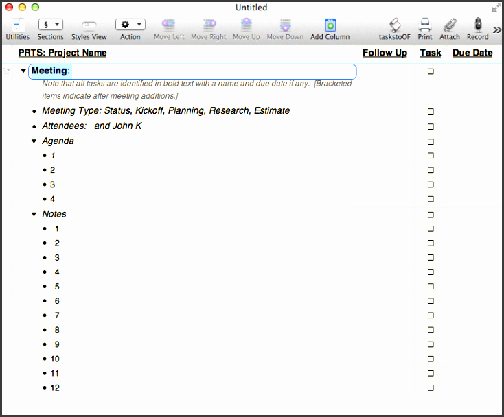 meeting notes template ready to use