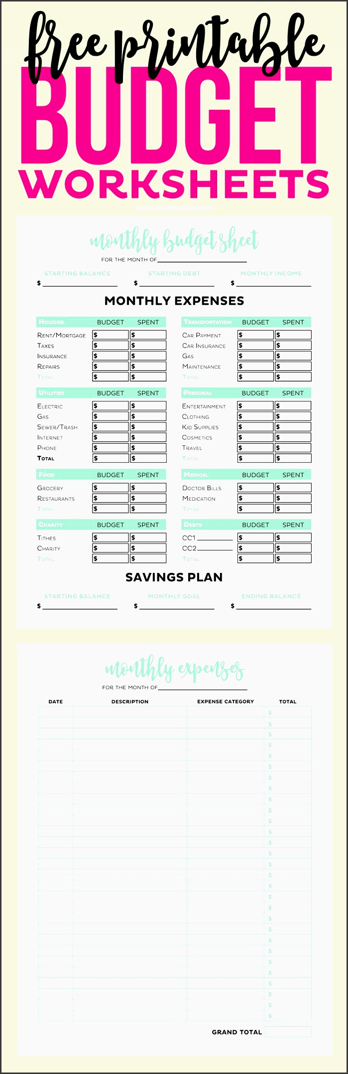 your finances in order with these simple printable bud worksheets includes monthly bud and