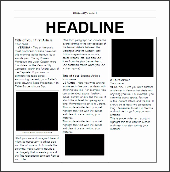 editable elementary school newspaper template free google doc