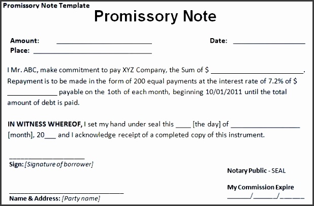 promissory note template fit 651 2c422