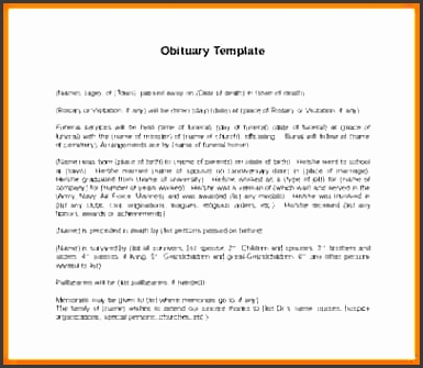 obituary format obituary template in word