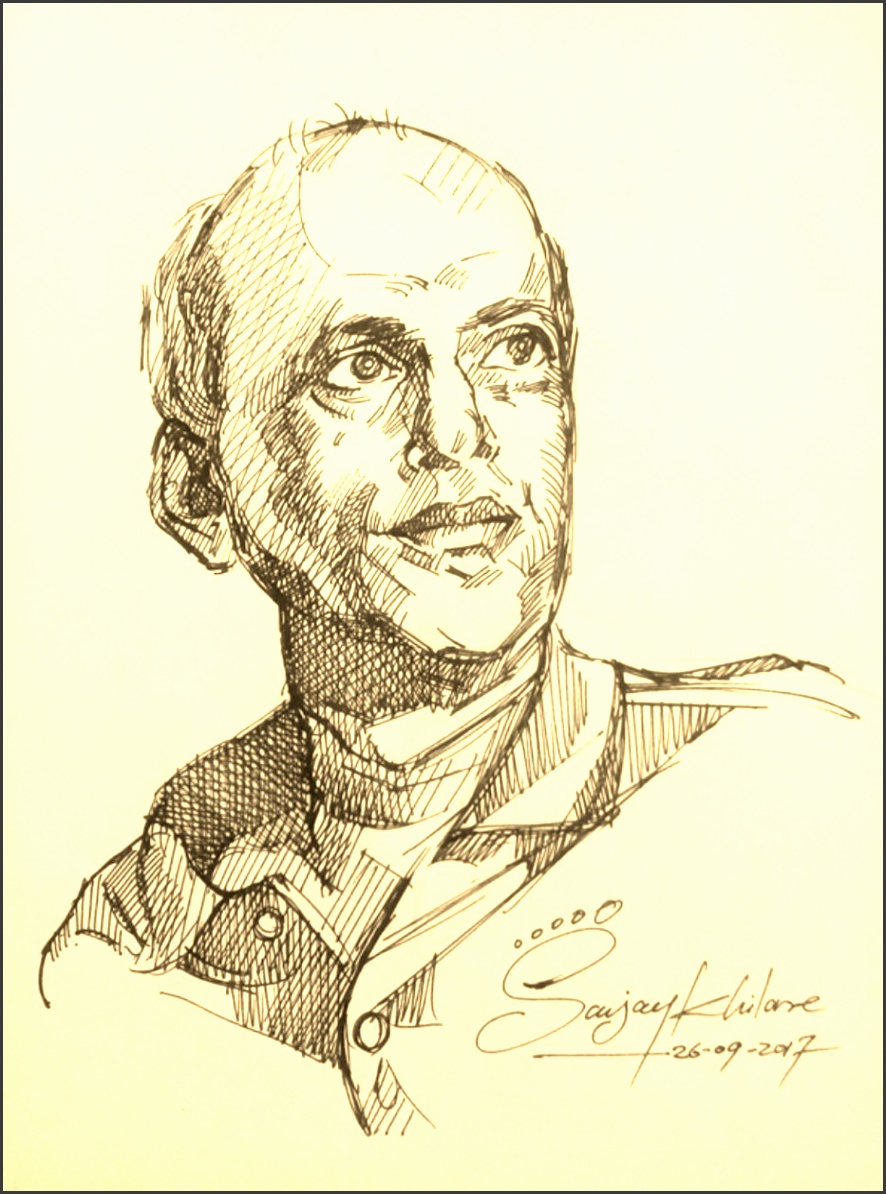 arun sadhu line work sketch by sanjay khilare