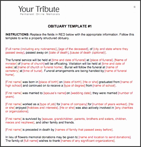 printable obituary template word 04