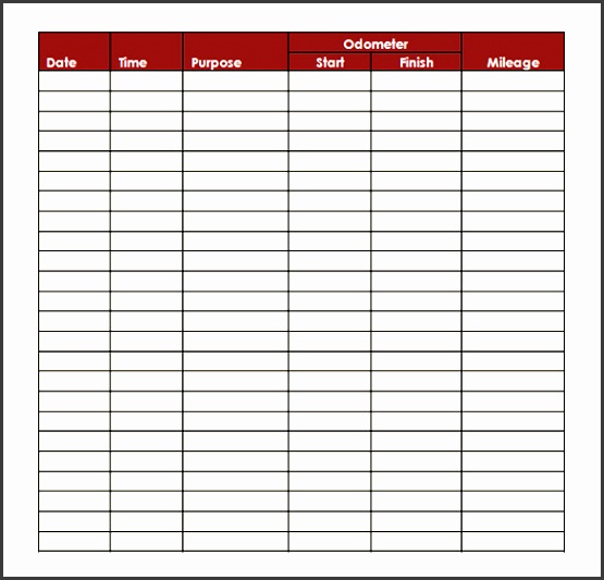 sample mileage log template word open office