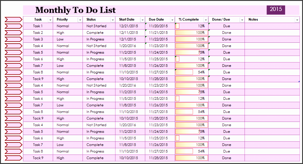 monthly to do list template