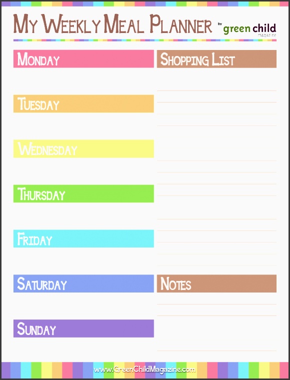 weekly meal planner free printable