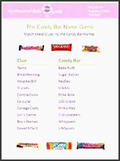 free printable baby shower game the candy bar name game