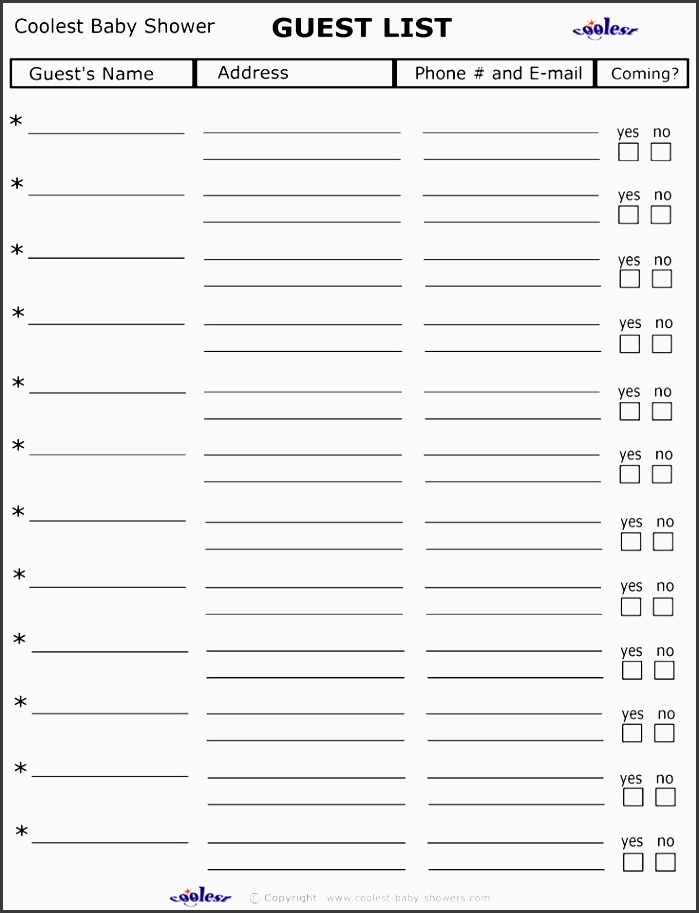 organized template to keep track of invitations Â baby shower