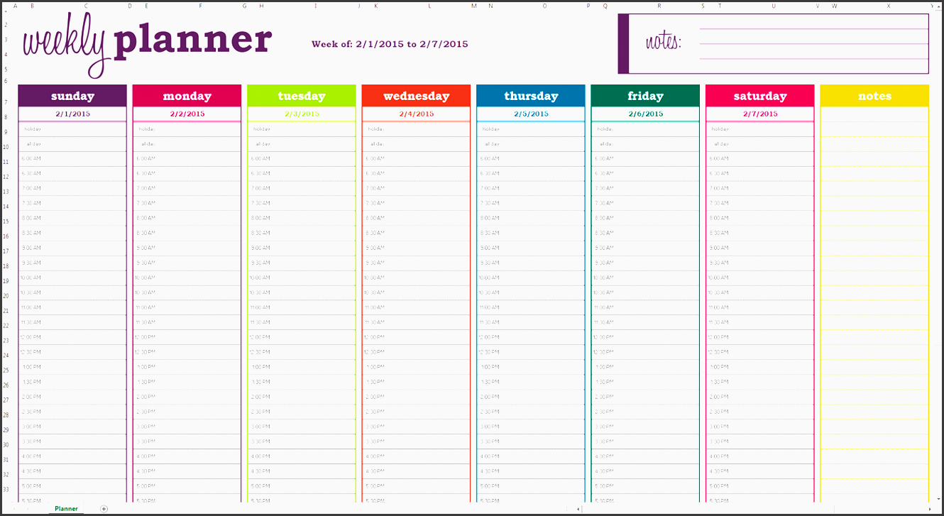 planner template excel
