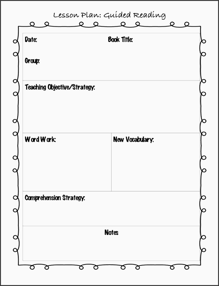 guided reading lesson plan template