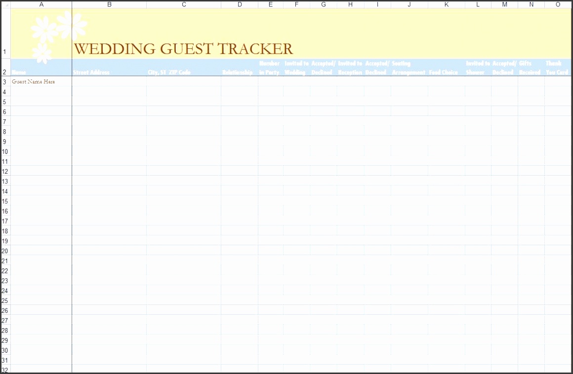 7 free guest list templates excel pdf formats best of wedding template