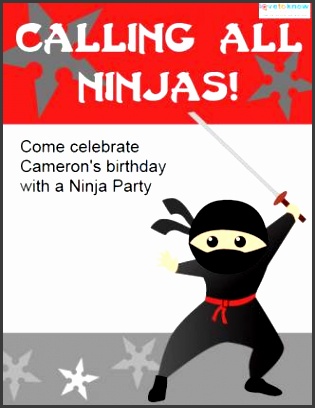 332x425 ninja birthday party invitation