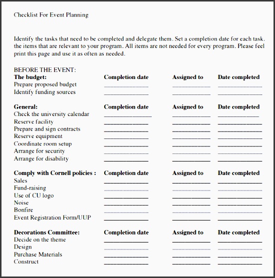 10 event planning checklist templates free sample example format