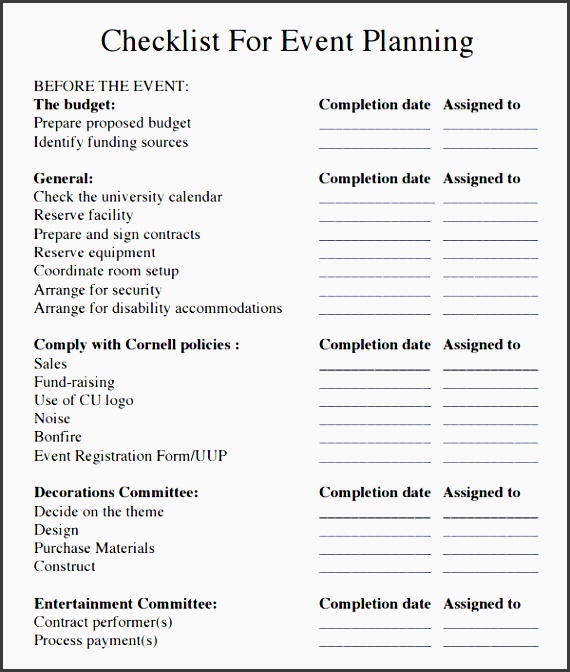 10 Party Planning Checklist Template SampleTemplatess SampleTemplatess