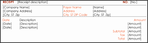 payment receipt sample